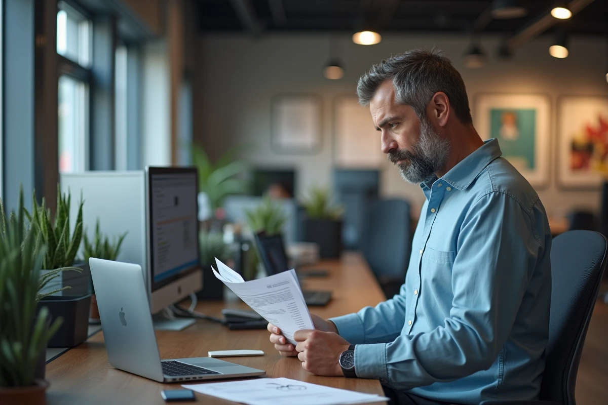 Homme d affaires avec guide imprimé dans un bureau professionnel